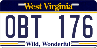 WV license plate OBT176