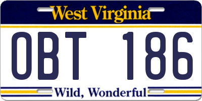 WV license plate OBT186