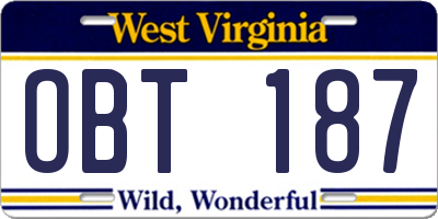WV license plate OBT187