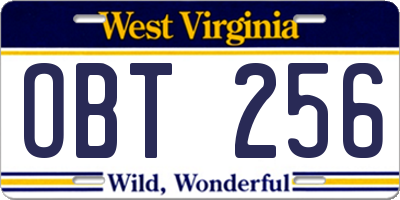 WV license plate OBT256