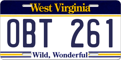 WV license plate OBT261
