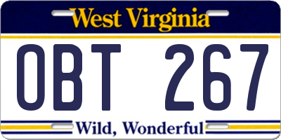 WV license plate OBT267