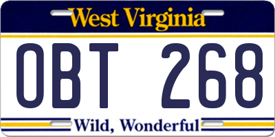 WV license plate OBT268