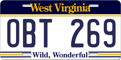 WV license plate OBT269