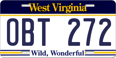 WV license plate OBT272