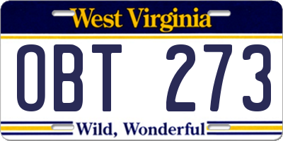 WV license plate OBT273