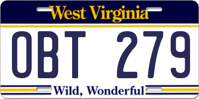 WV license plate OBT279