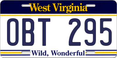 WV license plate OBT295