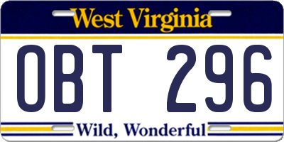 WV license plate OBT296