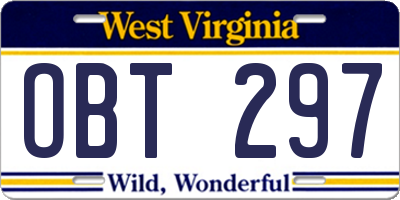 WV license plate OBT297