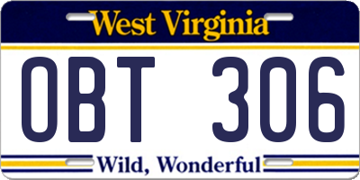 WV license plate OBT306