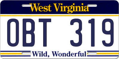 WV license plate OBT319