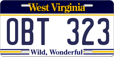 WV license plate OBT323