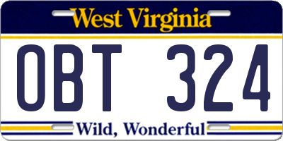WV license plate OBT324