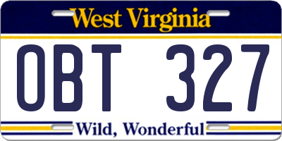 WV license plate OBT327