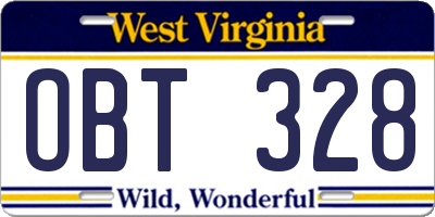 WV license plate OBT328