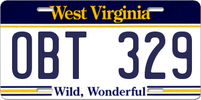 WV license plate OBT329