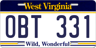 WV license plate OBT331