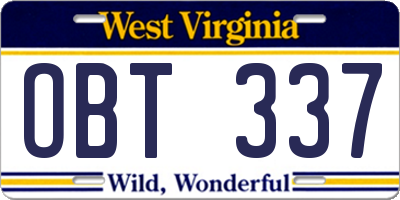 WV license plate OBT337
