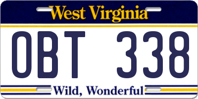 WV license plate OBT338