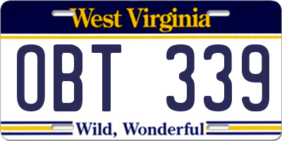 WV license plate OBT339