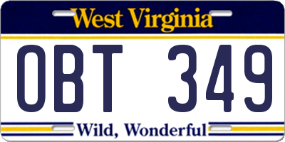 WV license plate OBT349