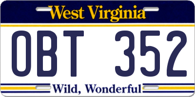 WV license plate OBT352