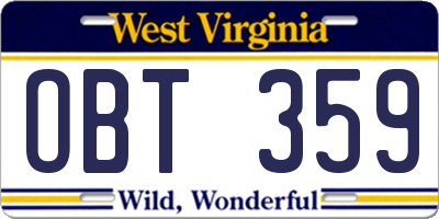 WV license plate OBT359
