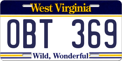 WV license plate OBT369