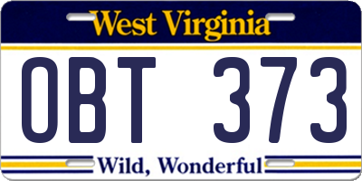 WV license plate OBT373