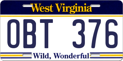 WV license plate OBT376