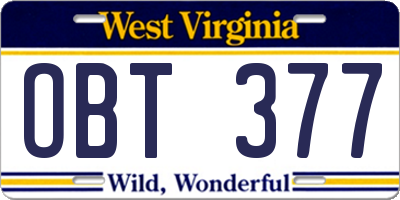 WV license plate OBT377
