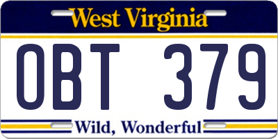 WV license plate OBT379