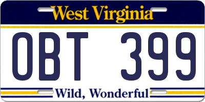 WV license plate OBT399