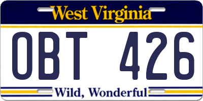 WV license plate OBT426