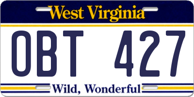 WV license plate OBT427