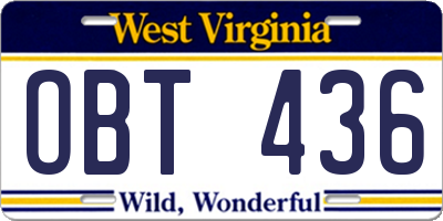 WV license plate OBT436