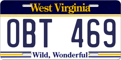 WV license plate OBT469