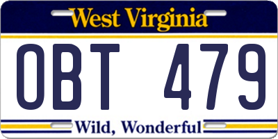 WV license plate OBT479