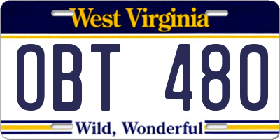 WV license plate OBT480