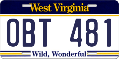 WV license plate OBT481