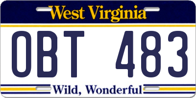 WV license plate OBT483