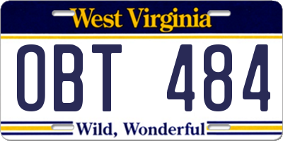 WV license plate OBT484
