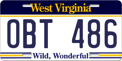 WV license plate OBT486
