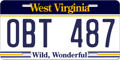 WV license plate OBT487