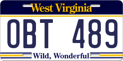 WV license plate OBT489