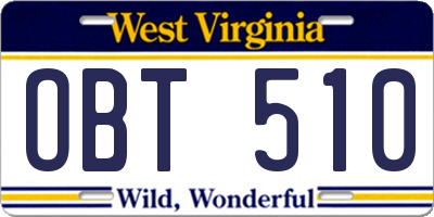 WV license plate OBT510