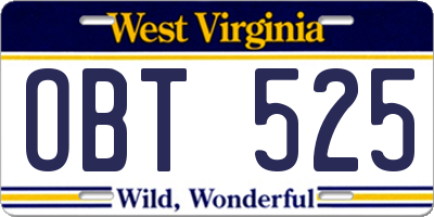 WV license plate OBT525