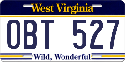 WV license plate OBT527
