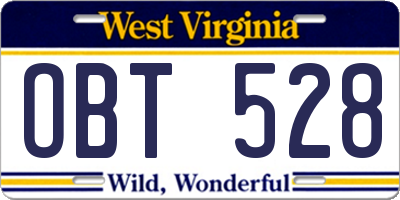 WV license plate OBT528